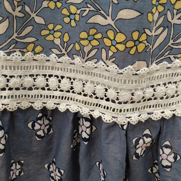 Anthropologie Fall Dress Cottagecore Peasant Floral 12 Crochet Boho Maxi Lace L - Picture 10 of 16